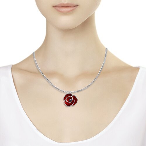 Подвеска из серебра с эмалью и чёрным жемчугом (Арт.94032398)