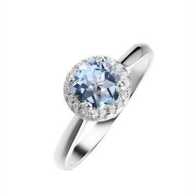Кольцо из серебра с топазом и фианитом (Арт.cz-r00923-x-w-sbt-x-w)