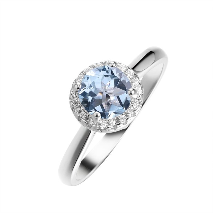 Кольцо из серебра с топазом и фианитом (Арт.cz-r00923-x-w-sbt-x-w)
