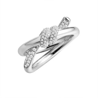 Кольцо серебряное с фианитом «Trendy Knot» Fresh Jewelry (арт.CZ-R04015-X-W-X-X-W)