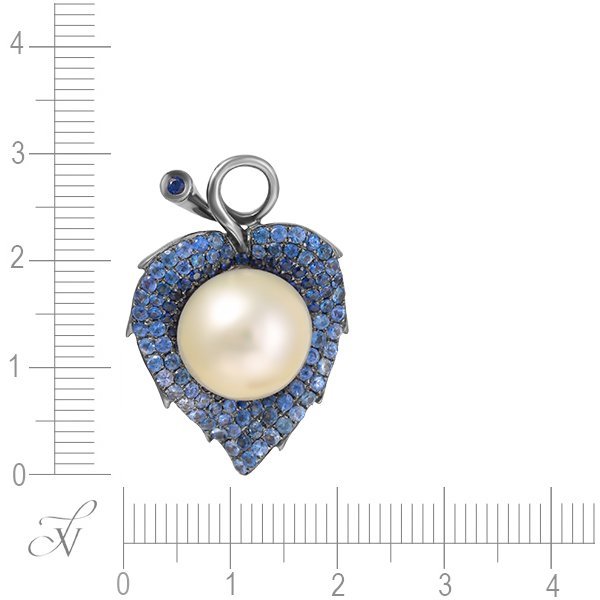 Кулон из золота с жемчугом и сапфиром (Арт.414237_sa_gnwp_blk)