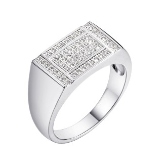 Кольцо серебряное с фианитами «Статусный Акцент» Fresh Jewelry (арт.MP-R02940-X-W-X-X-W)
