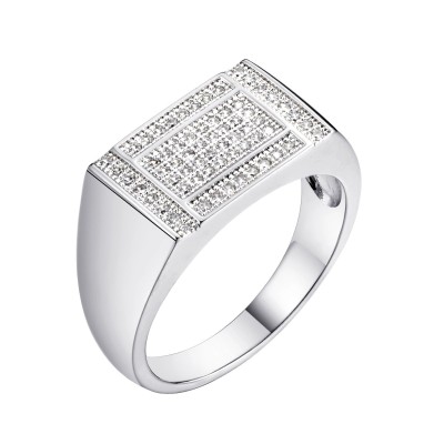 Кольцо серебряное с фианитами «Статусный Акцент» Fresh Jewelry (арт.MP-R02940-X-W-X-X-W)