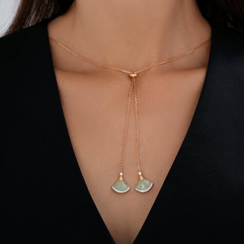 Колье из золочёного серебра с фианитами и эмалью (Арт.93-170-02298-1)