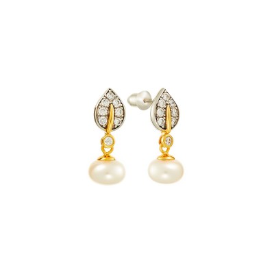 Серьги с жемчугом и фианитами «Nautilus Glow» серебро 925 Fresh Jewelry (арт.PI-E2442-2-X-WL-PN-X-W)