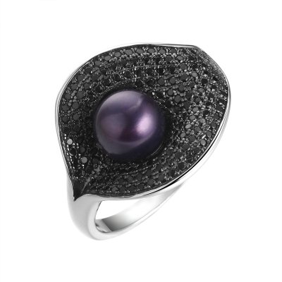 Кольцо из серебра с жемчугом и шпинелью (Арт.pi-r01058-x-wb-pnb-x-b)