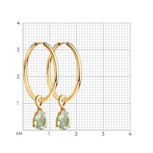 Серьги золотые пробы 585 с празиолитом (Арт.728633)