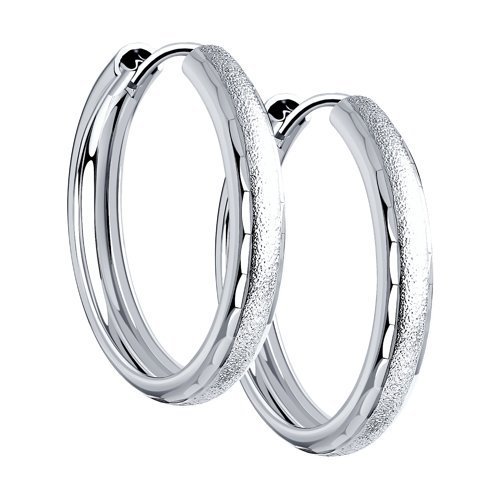 Серьги конго из серебра с алмазной гранью (Арт.94140063)
