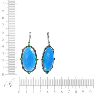 Серьги белое золото с агатом и бриллиантами «Лазурный Шик» MyJewels (арт.E33621)
