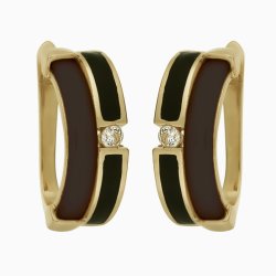 Серьги из серебра с керамикой и куб. цирконием (Арт.tc-e01035-br-l-x-b-w)