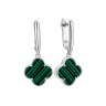Серьги серебряные с малахитом «Lucky Clover» Fresh Jewelry (арт.TC-E02028-X-W-Mal-X-X)