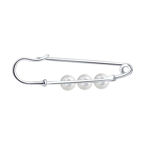 Брошь из серебра с синтетическим жемчугом (Арт.94-140-00046-1)