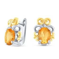 Серьги Серебряные крылья (Арт.22knys1727gp-155_citrin)