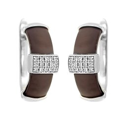 Серьги из серебра с керамикой и куб. цирконием (Арт.tm-e00252-br-w-x-x-w)