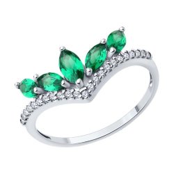 Кольцо из серебра с ситаллами и фианитами (Арт.94-310-02173-4)