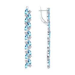 Серьги из серебра с ситаллами и фианитами (Арт.94-321-02173-1)