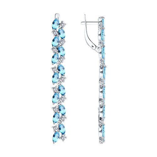 Серьги из серебра с ситаллами и фианитами (Арт.94-321-02173-1)