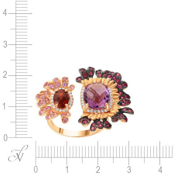 Кольцо из золота с аметистом и бриллиантом (Арт.hf05469r-r-amg_ko_ps_ru_am_gr_pink)