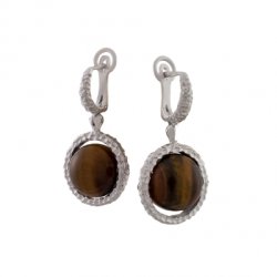 Серебряные серьги BEAVERS с тигровым глазом 2282tg