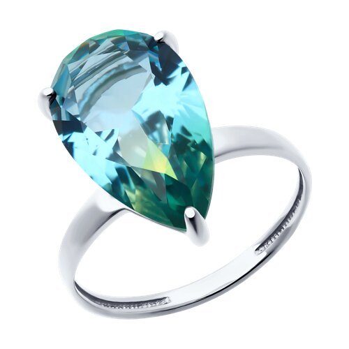 Кольцо серебряное с ситаллом «Морской Хрусталь» Соколов (арт.92014378)