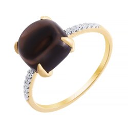 Кольцо из золота с бриллиантом и раухтопазом (Арт.mr81918-wd-smq-yg_ko_sq_yg) Кольцо из золота с бриллиантом и раухтопазом (Арт.mr81918-wd-smq-yg_ko_sq_yg)