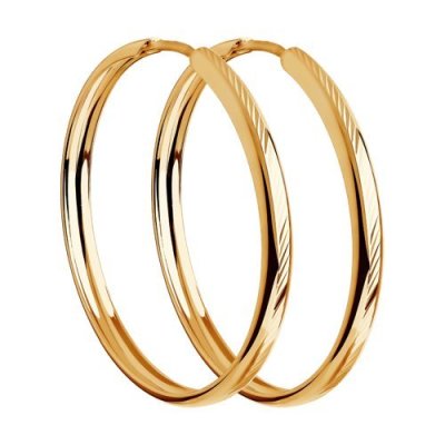 Серьги конго из золота с алмазной гранью (Арт.140093)