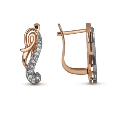 Серьги из золота с бриллиантом Русские Самоцветы (Арт.10074)