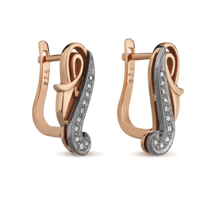 Серьги из золота с бриллиантом Русские Самоцветы (Арт.10074)