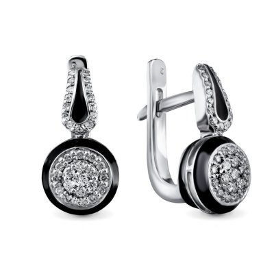 Серьги из золота с бриллиантом Русские Самоцветы (Арт.53514)