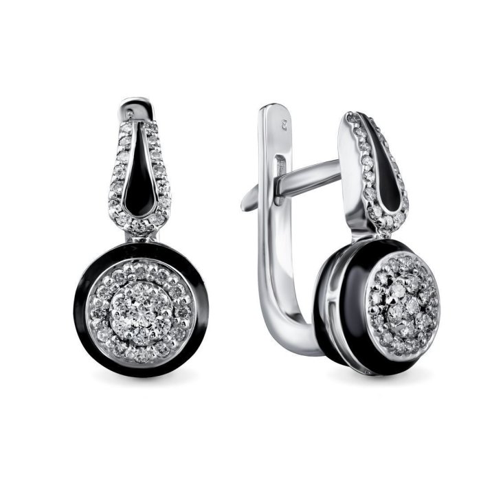 Серьги из золота с бриллиантом Русские Самоцветы (Арт.53514)