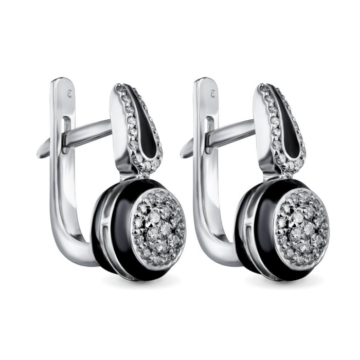 Серьги из золота с бриллиантом Русские Самоцветы (Арт.53514)