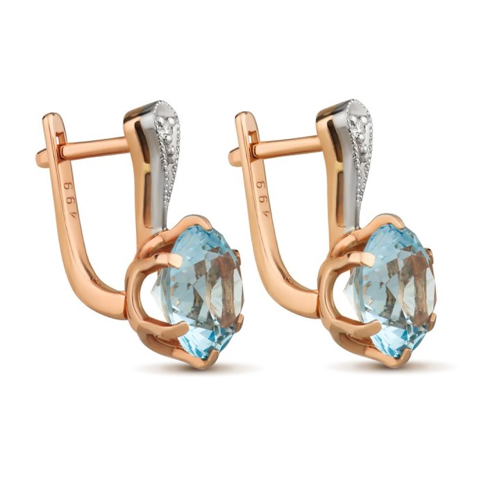 Серьги из золота с бриллиантом и топазом Русские Самоцветы (Арт.88285)