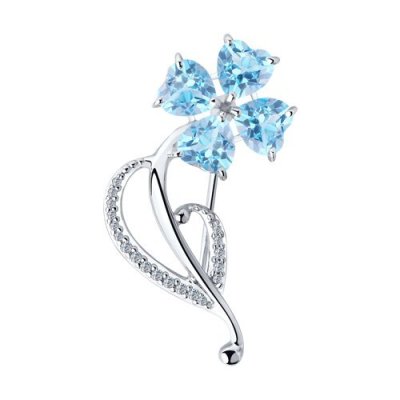 Брошь из серебра с топазами и фианитами (Арт.92040082)