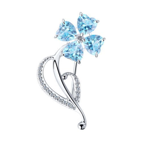 Брошь из серебра с топазами и фианитами (Арт.92040082)