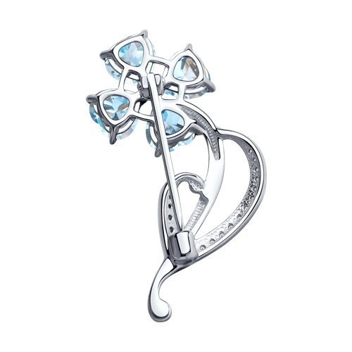 Брошь из серебра с топазами и фианитами (Арт.92040082)