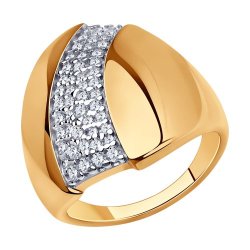 Кольцо из золочёного серебра с фианитами (Арт.93-110-00676-1)