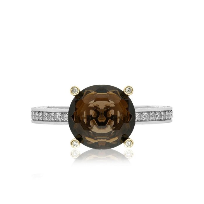 Кольцо из золота с бриллиантом и кварцем Русские Самоцветы (Арт.95794)