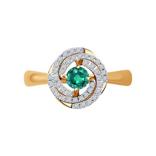 Кольцо из золота с бриллиантами и изумрудом (Арт.3010549)