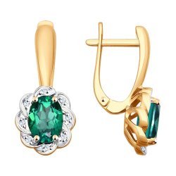 Серьги из золота с бриллиантами и изумрудами (Арт.3020433)