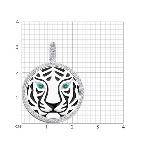 Подвеска из белого золота с изумрудами, бриллиантами и эмалью (Арт.3030180-3)