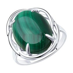 Кольцо из серебра с малахитом (Арт.94-310-00912-2)