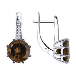 Серьги из серебра с раухтопазами и фианитами (Арт.94-320-02040-3)