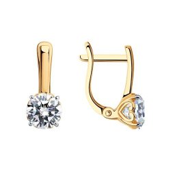 Серьги из золочёного серебра с фианитами (Арт.93022374)