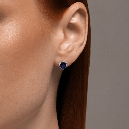 Серьги из белого золота с бриллиантами и сапфирами «Сердце ночи» SOKOLOV (арт.2021203-3)