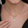 Колье из серебра с синтетическим жемчугом и фианитами (Арт.94071094)