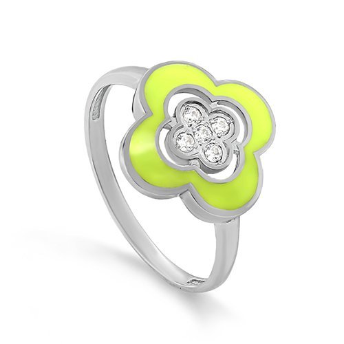 Кольцо серебряное с фианитами «Неоновый Клевер» Kabarovsky (арт.11-731-7937)