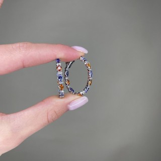 Серьги из белого золота с бриллиантами, сапфирами и танзанитами «Созвездие Танзании» Myjewels (арт.F-468CE_SR_OS_TA_WG)