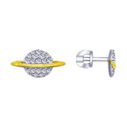 Серьги из золочёного серебра с фианитами (Арт.94022925)