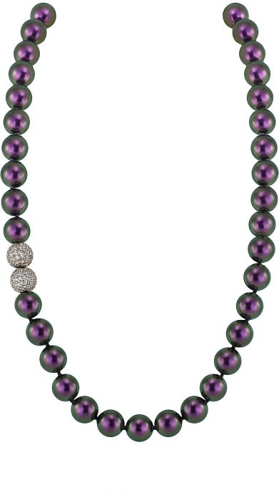 Ожерелье из серебра с жемчугом и куб. цирконием (Арт.5l-sk-19)