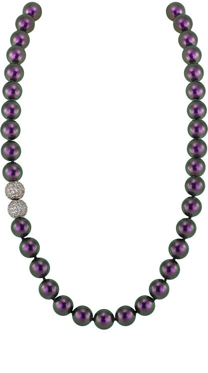 Ожерелье из серебра с жемчугом и кристаллом swarovski (Арт.5l-sk-19)